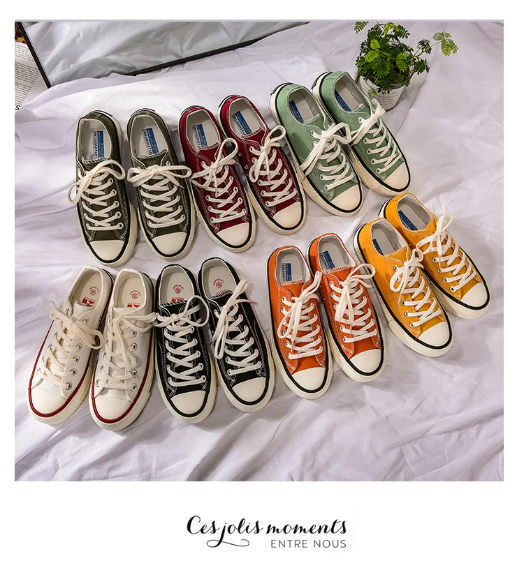 Классическая однотонная парусиновая женская обувь; женские повседневные кроссовки на шнуровке; дышащие удобные высококачественные кроссовки в стиле ретро в стиле Харадзюку