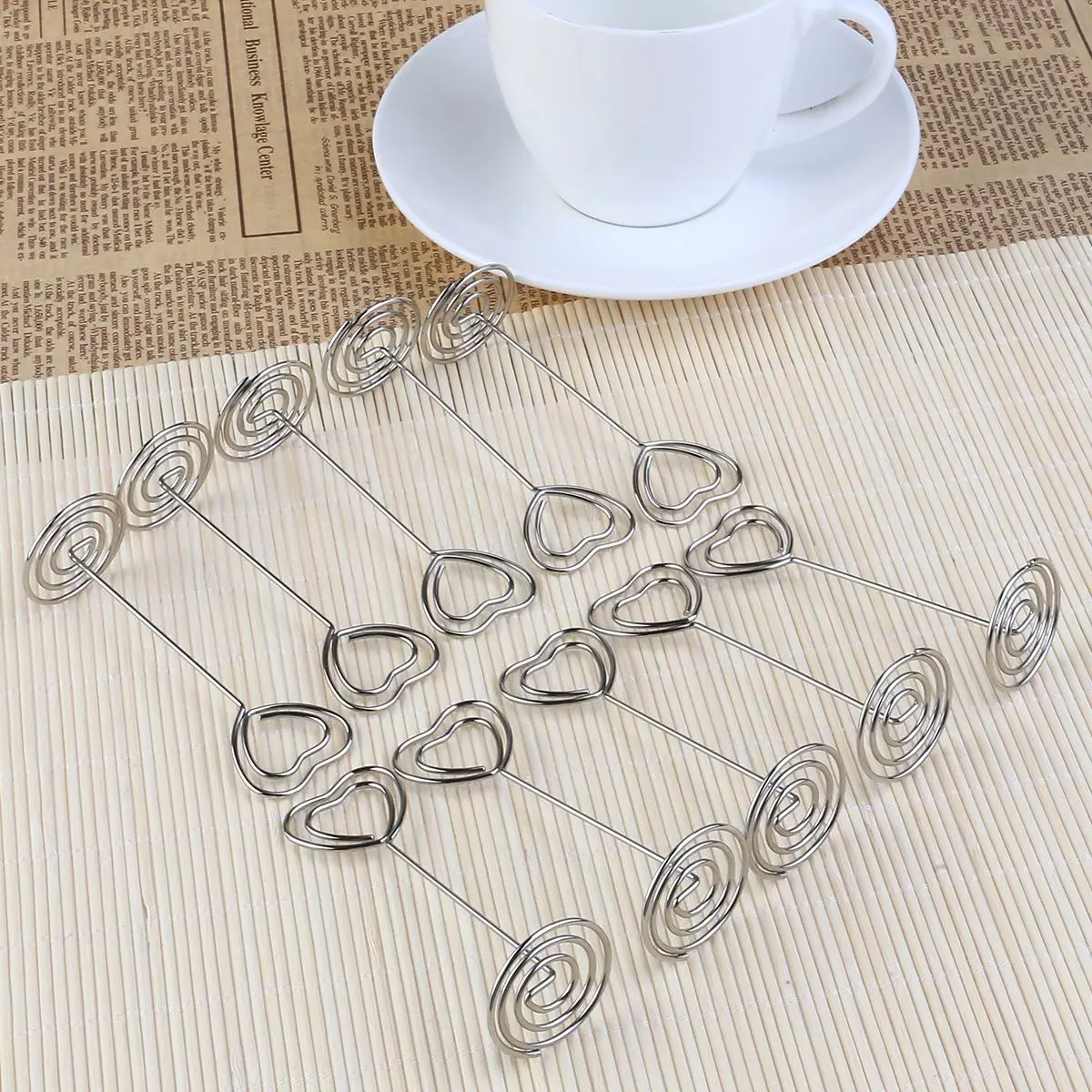 10Pcs/set Place Card Holder Heart Shape Clips Lover Wedding Decor HolderTable Photo Memo Base Stand A30 | Дом и сад