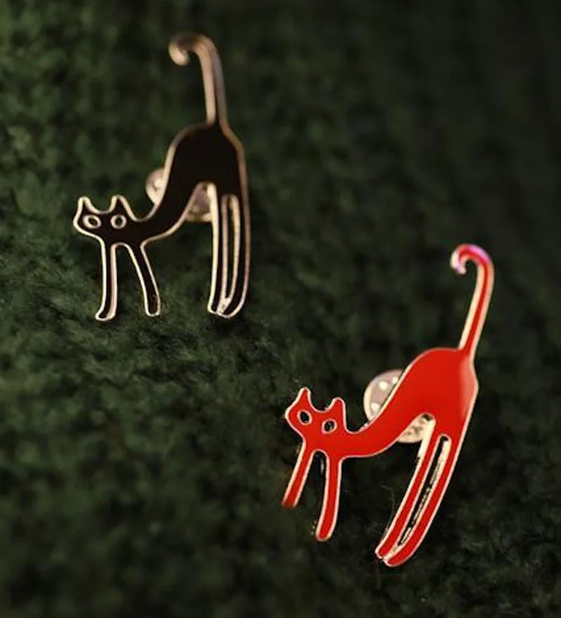 New Design Enamel Lovely Animal Cute Cat Brooches Up Collar Tips Epaulette Brooch Christmas Gifts | Украшения и аксессуары