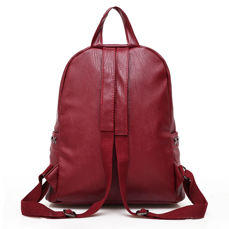 Fashion PU Leather Ladies Backpack New Students School Bags Black Red Rivets Travel Big for Teenagers | Багаж и сумки