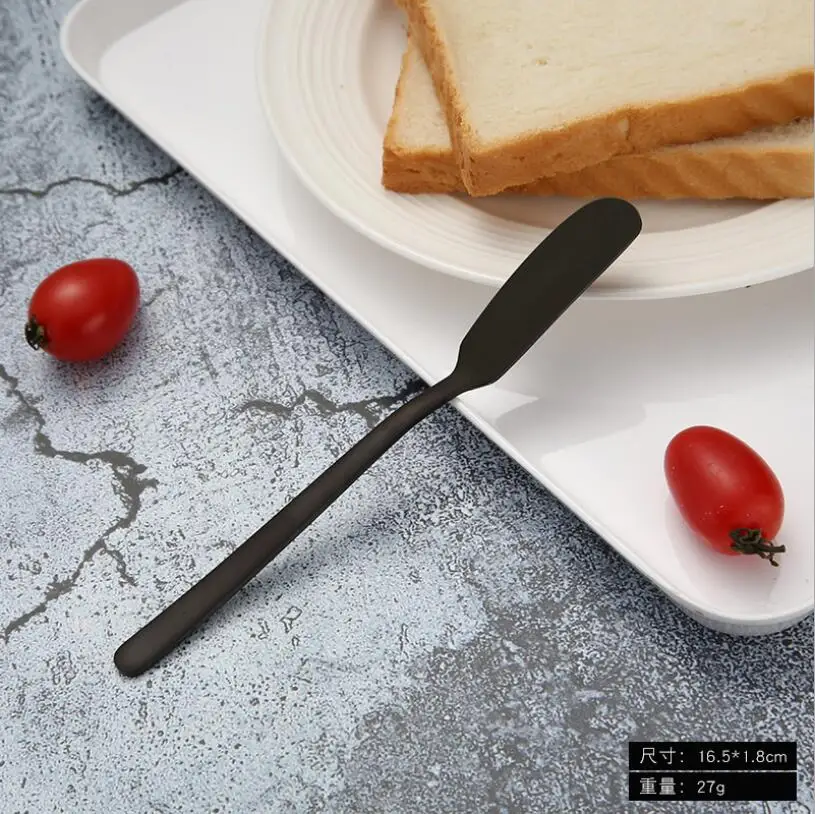 04 Black 304 из нержавеющей стали для масла нож с длинной ручкой Джем шпатель для масла Западная Посуда крем накатка нож кухонные инструменты - Цвет: 04 Black