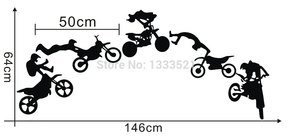 Мотоцикл трюк Наклейка на стену плакат виниловая наклейка s черный