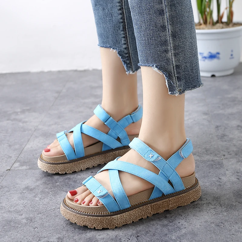 Женские босоножки коллекция 2019 года пляжные сандалии на платформе с ремешком