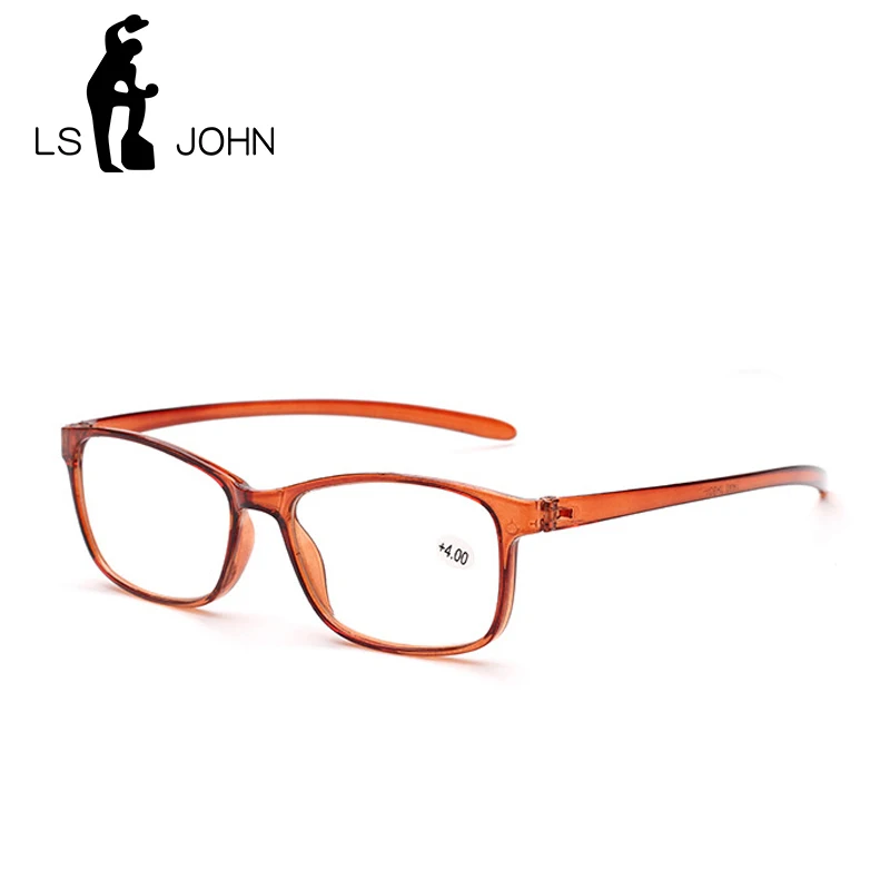 LS JOHN Retro Full Frame Reading Glasses Women&Men TR90 Ultralight Clear Lens Presbyopic Eyewear Magnifier+1.0to4.0 for Reader