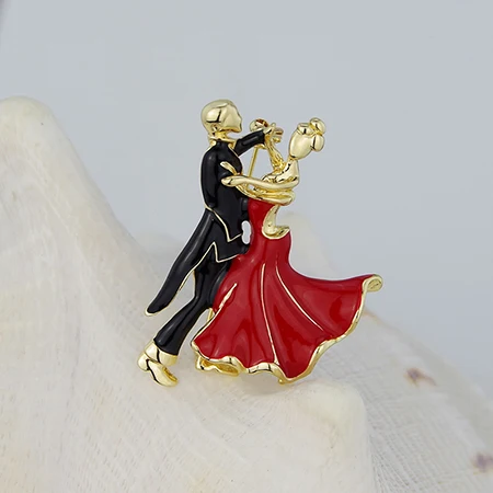 B50351RedBlack WXJCAN пара балета танцовщица балерины Броши Cachecol булавка для хиджаба зажимы шапки, шарфы на плечо корсажи букет B5035 - Окраска металла: B50351RedBlack