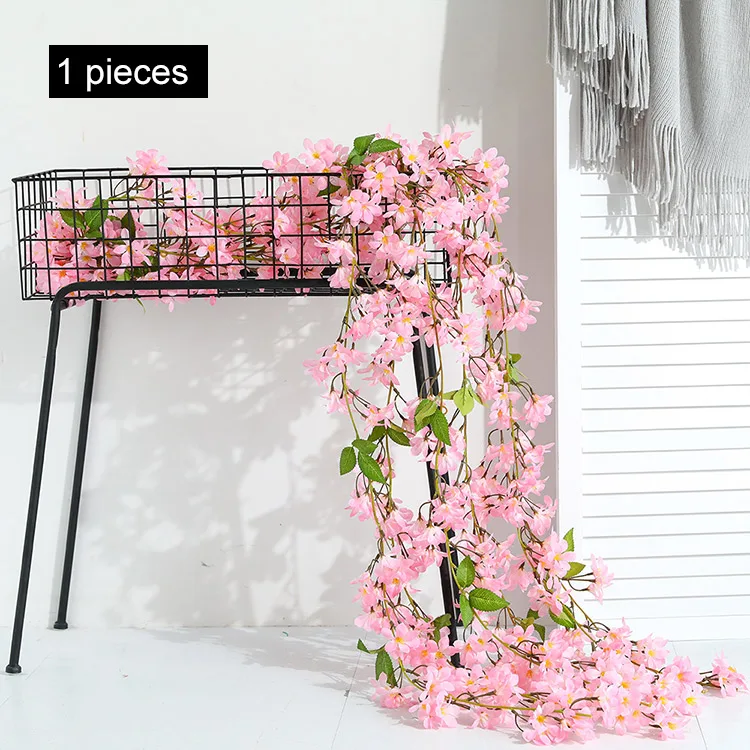 Luyue 5 Pcs 170CM Pretty Winter Vine Flower Artificial Flower vine plus vines Blue rose red wedding flower vine - Цвет: as Picture color