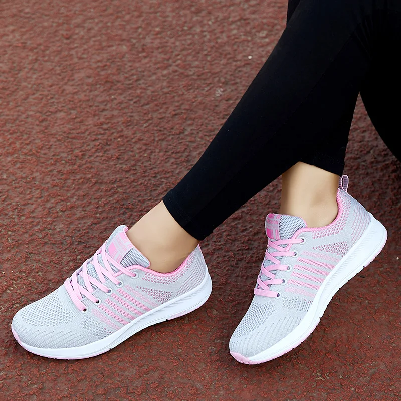 RECOISIN 2019 Autumn Sneakers Women Sport Shoes For Woman Lightweight Mesh Running Black Pink Walking Jogging Female | Спорт и