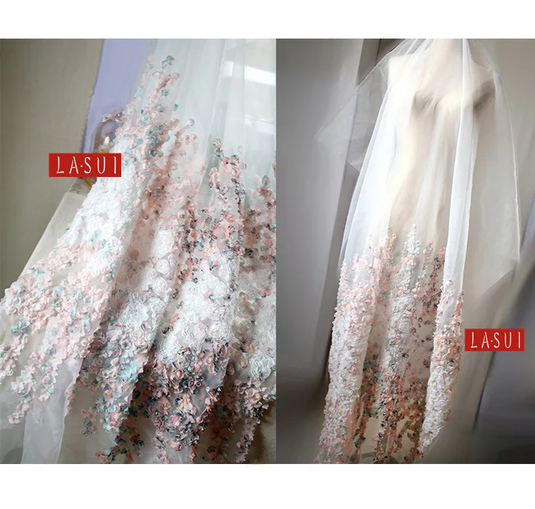 3yards=1lot new Full of flowers such as relief 3d Organza base fabric hazy beauty Light texture ornament latest fashion O0028 | Дом и сад