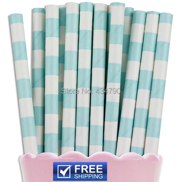 

200pcs Ring Circle Stripe Paper Straws Light Blue Sailor Striped,Baby Shower DIY Cake Pop Sticks,Party Supplies Decorations