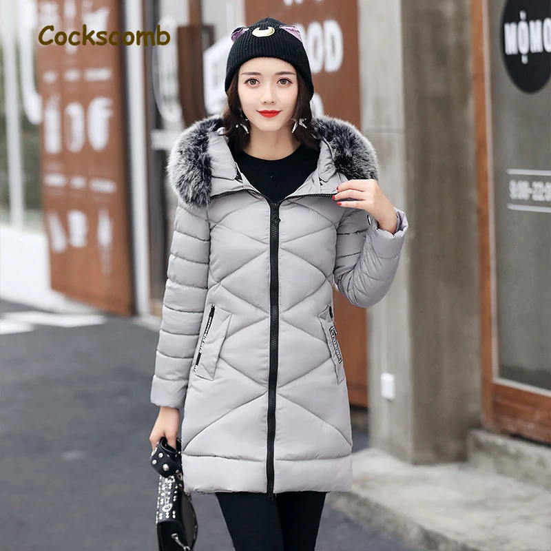 Женская хлопковая парка с капюшоном и воротником из искусственного меха|brand parka