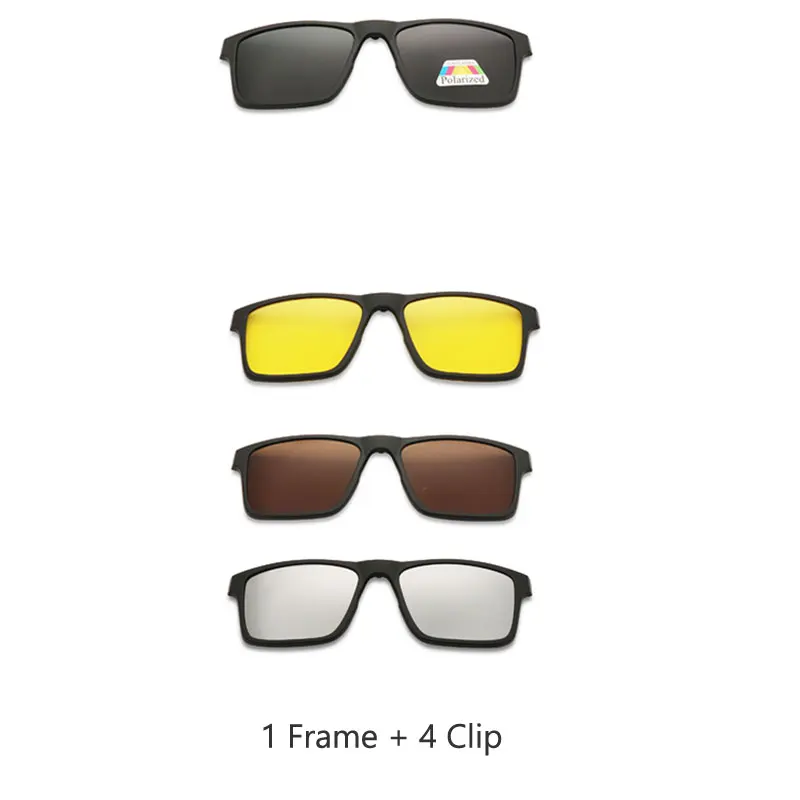 1 Frame 4 sun cover Винтажные поляризационные мужские Солнцезащитные очки женские 5 в 1 Набор очков TR90 оптические оправы по рецепту очки Корректирующие UV40 - Цвет линз: 1 Frame 4 sun cover