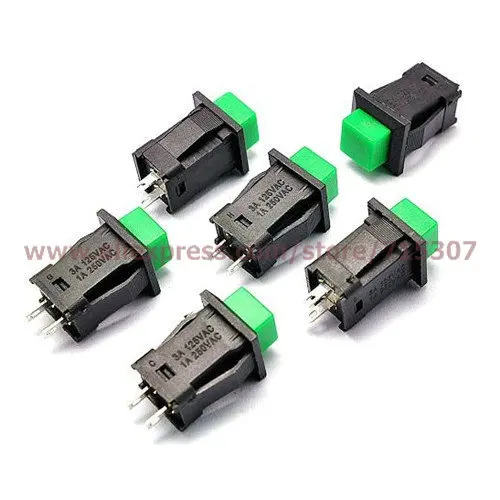 PHISCALE 30 шт. Зеленый кнопочный переключатель не блокирующий нормально открытый 1A