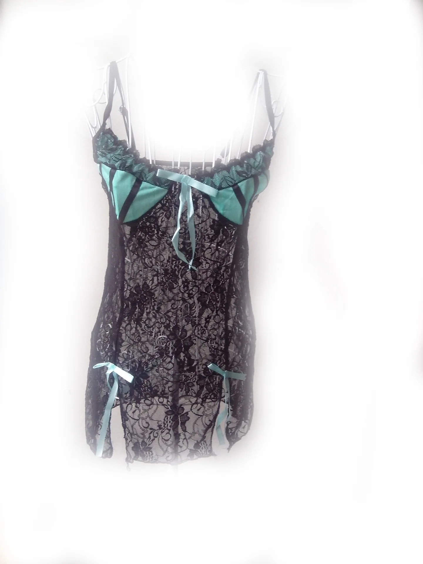 Пикантная Женская Прозрачная Кружевная Пижама на бретельках с пятью рукавами и