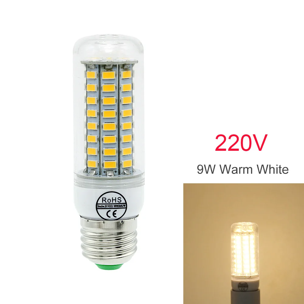 9W 220V Warm White E27 держатель лампы управления звуком датчик переключатель E27 светодиодный Винт лампа Базовая розетка подходит для AC85-265V Светодиодный лампочки горячая распродажа - Испускаемый цвет: 9W 220V Warm White