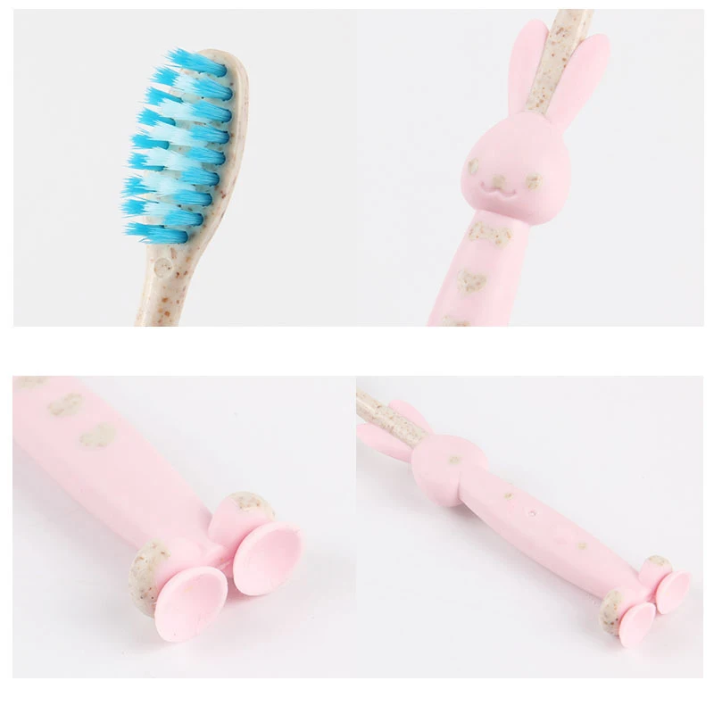 3Pcs Children Toothbrush Cartoon Bunny Soft-bristle Wheat Fiber Oral Cleaning for | Красота и здоровье