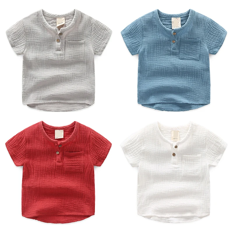 Girls Tshirts Kids Cotton Clothes children t-shirts for baby boys t shirts candy solid short sleeve summer Tops linen soft