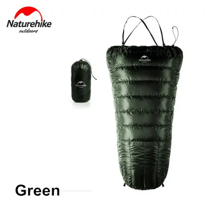 Green NatureHike сверхлегкий спальный мешок на половину груди 350 г, спальный мешок на утином пуху, спальный мешок для кемпинга, NH17S018-D - Цвет: Green