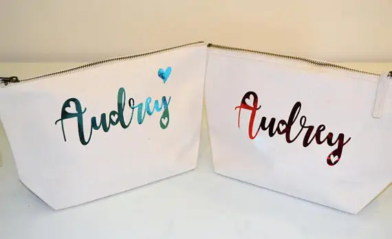 

personalized wedding bride Bridesmaid Makeup Gift maid of honour Make Up comestic vanity Bags kits pouches birthday gifts