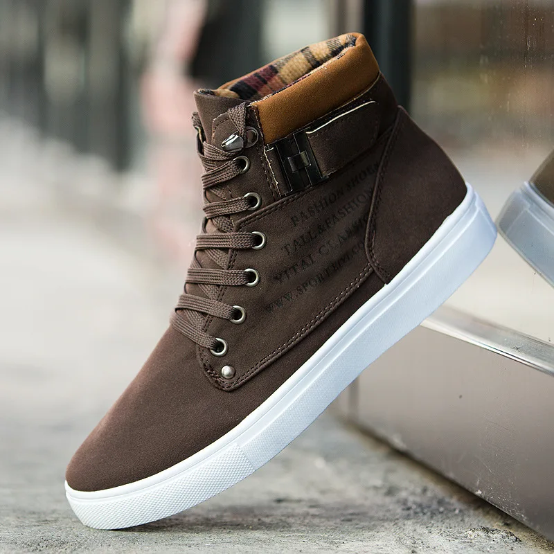 Spring Autumn Men's Shoes High Top Canvas Casual Fashion Lace Up Men Sneakers Quality Brand Ankle Boots Big Size | Обувь