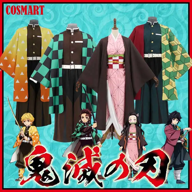 Костюм для косплея Аниме! Demon Slayer Kimetsu no Yaiba Kamado Tanjirou Agatsuma Zenitsu Giyuu Tomioka Nezuko кимоно