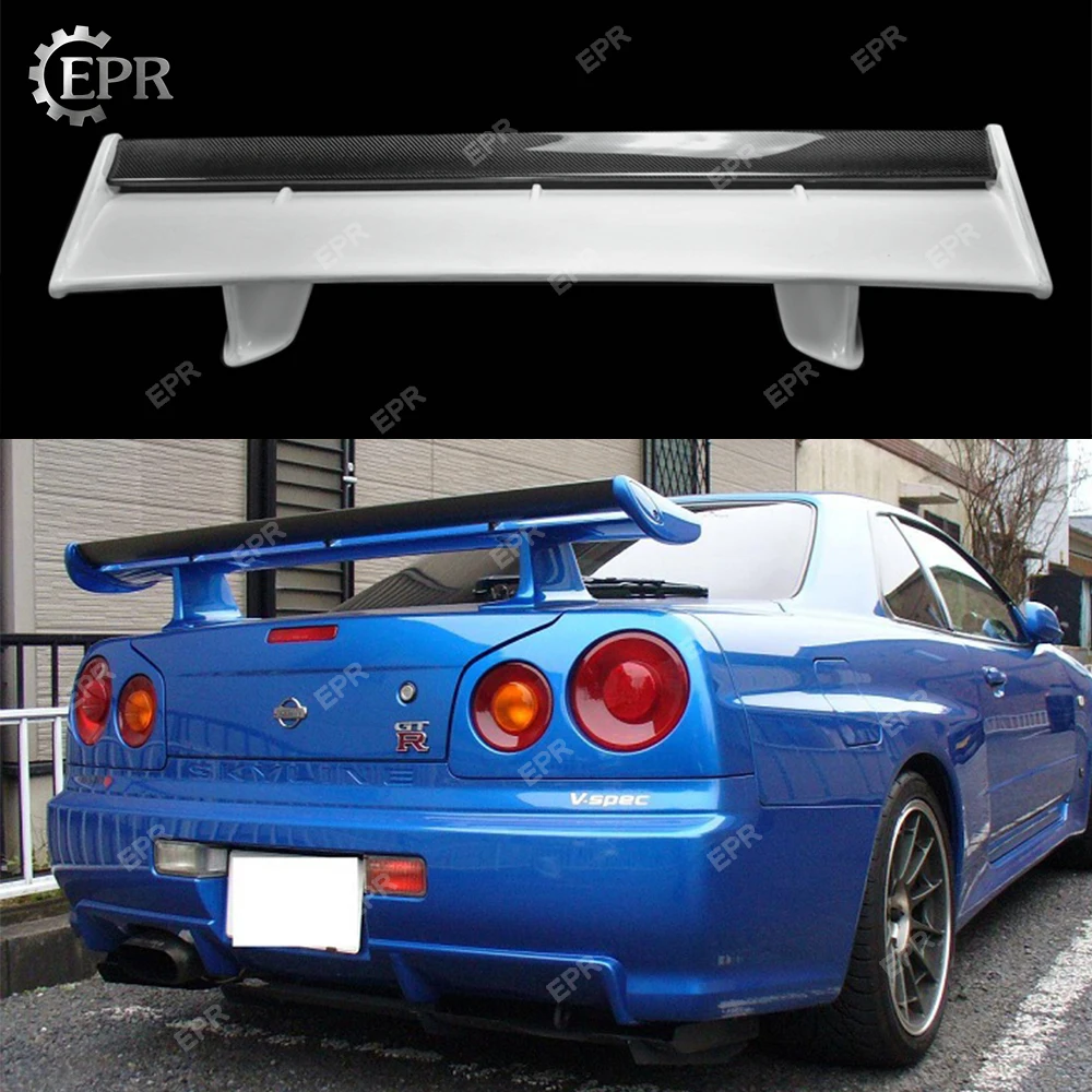 Для Nissan Skyline R34 GTR FRP стекло волокно задний спойлер тюнинг часть для стекловолокно