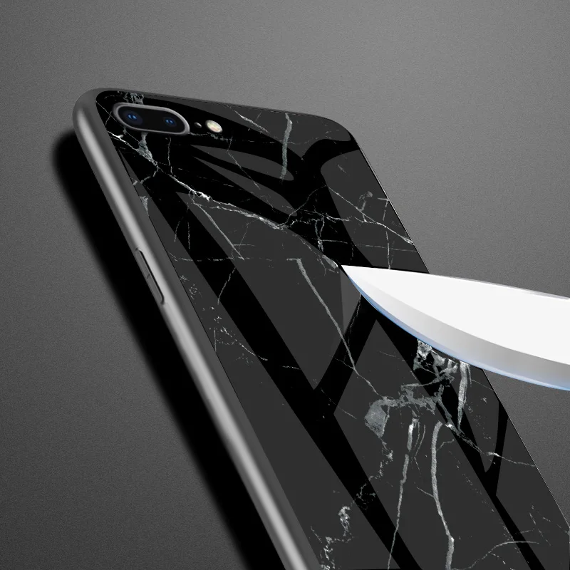 Для iPhone Xs max Xr 7 8 6s Plus чехол для телефона мраморный Гладкий закаленное стекло