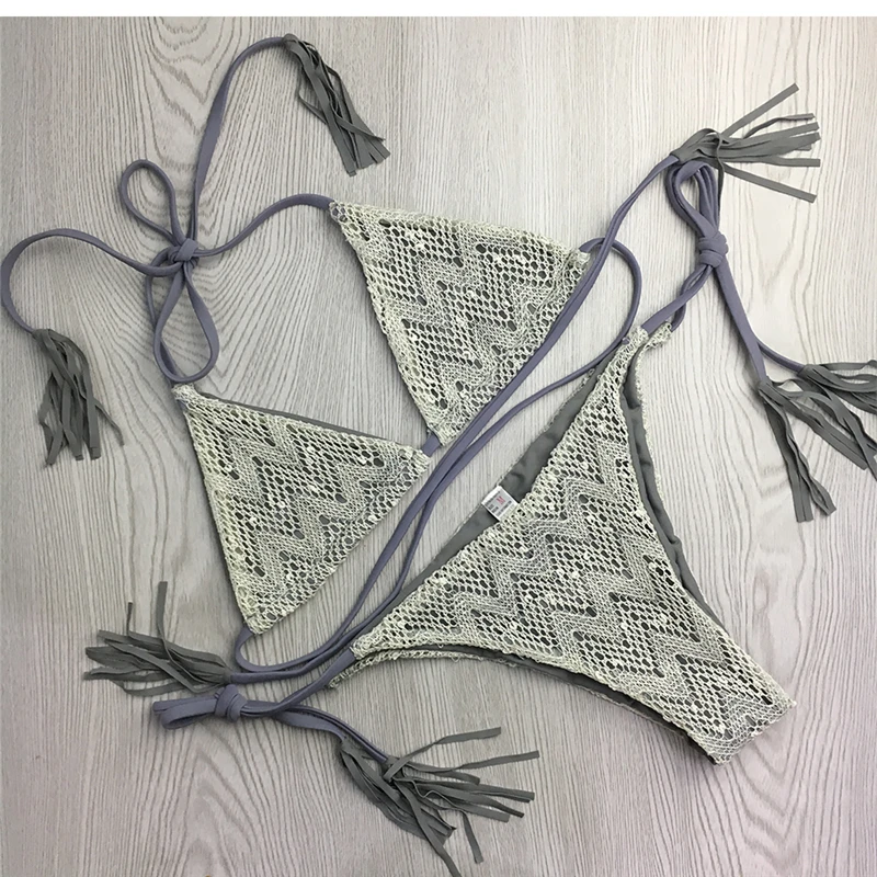 Tassel Bikini Set Fringe Swimwear Sexy Women Push Up Bikini Set lace Swimsuit Beachwear Bathing Suit Brazilian Biquini Monokini
