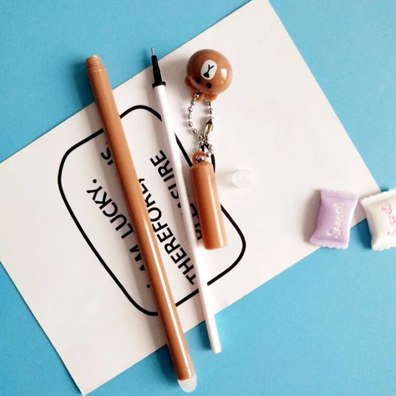 1 шт. стираемые ручки гелевая ручка Маленький коричневый медведь кулон школьные