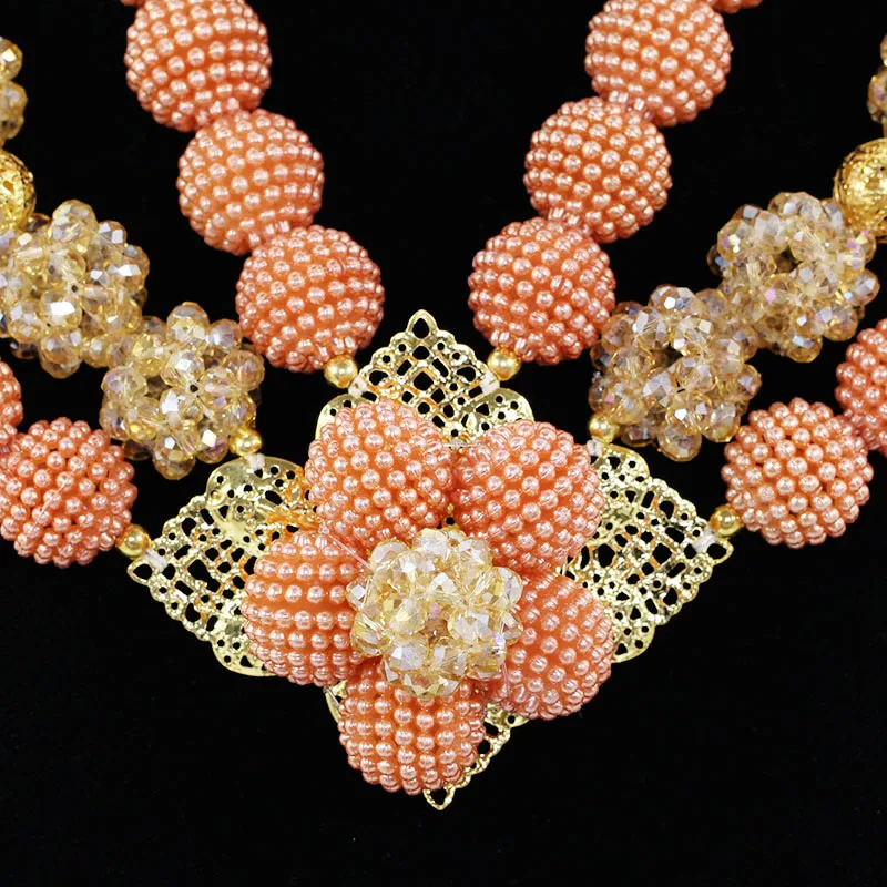 Ювелирный Комплект из колье и серёг розового цвета шампанского|jewelry sets for