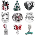 Бусины в европейском стиле, бусины с кристаллами, дерево, робот, шар, карта, цветы, бусины, подходят для браслетов Pandora и браслетов для женщин, подарки для любимых
