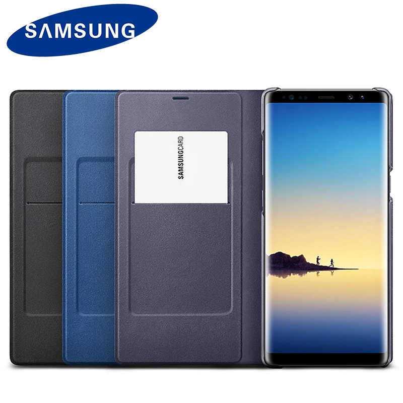 Оригинальный samsung Note 8 светодиодный чехол с откидной крышкой кошельком для N950