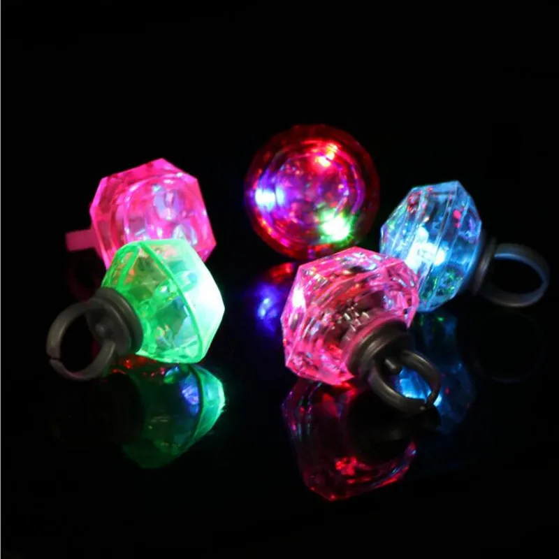 Faux Diamond LED Glowing Finger Ring Kids Flashing Light Gift Toys Glow Party wedding birthday Christmas Halloween Xmas|decorative