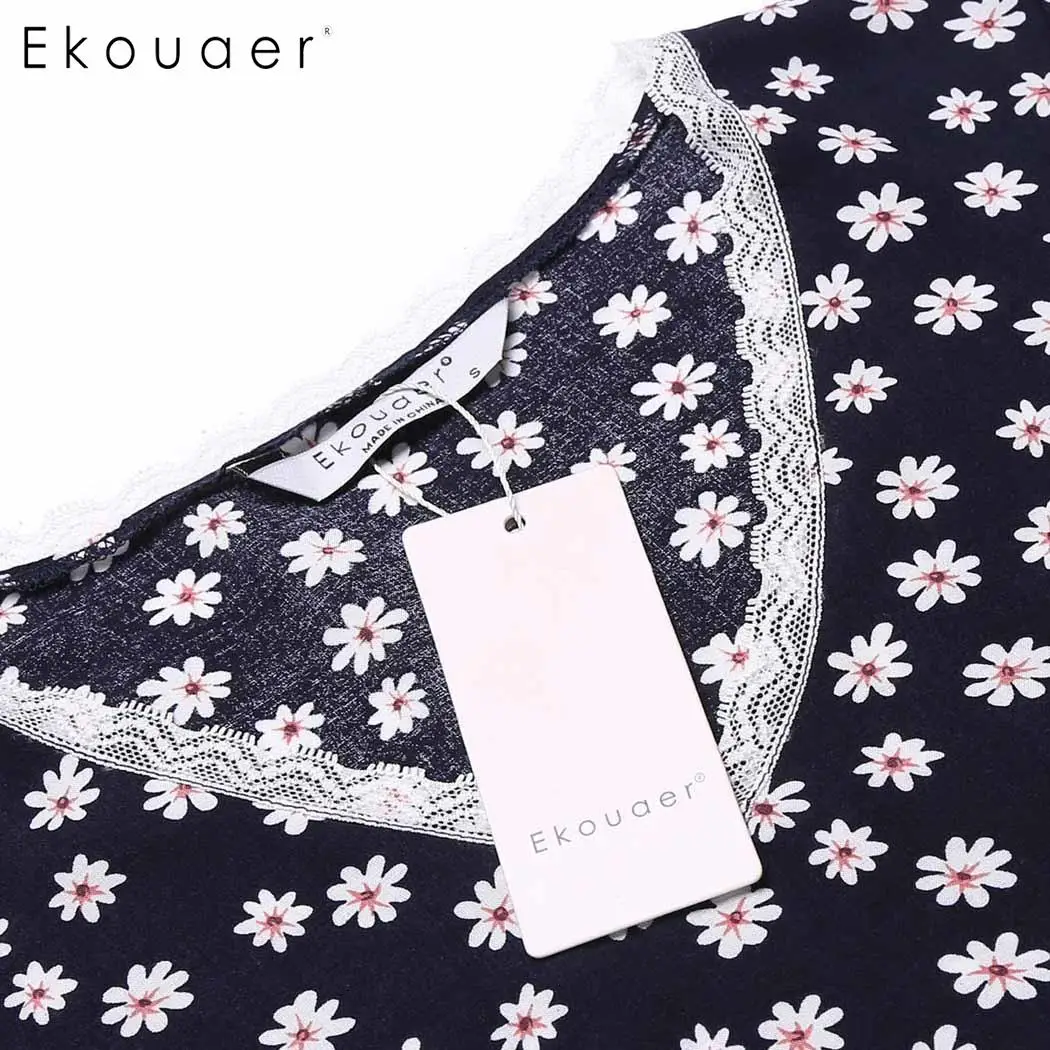 Женский пижамный комплект Ekouaer футболка с коротким рукавом и шорты цветочным