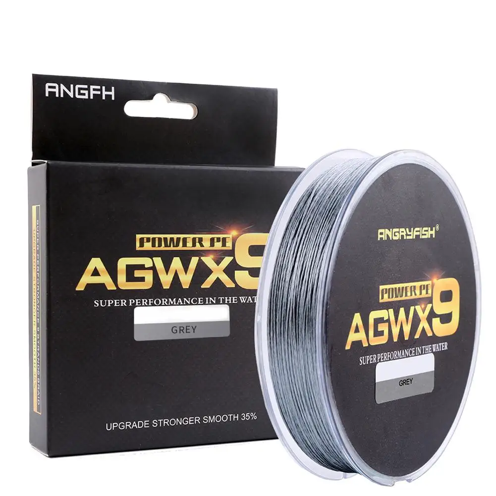 ANGRYFISH Diominate X9 PE Line 9 прядей плетеная 300 м/327yds супер сильная леска 15LB-100LB серая