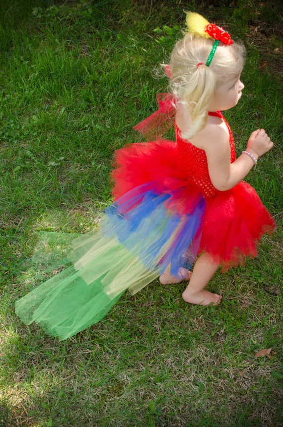 Lovely Girls Rainbow Color Sweep Tutu Dress Baby Fluffy Layers Tulle Ballet Tutus with Strap and Flower Hairbow Kids Party | Детская