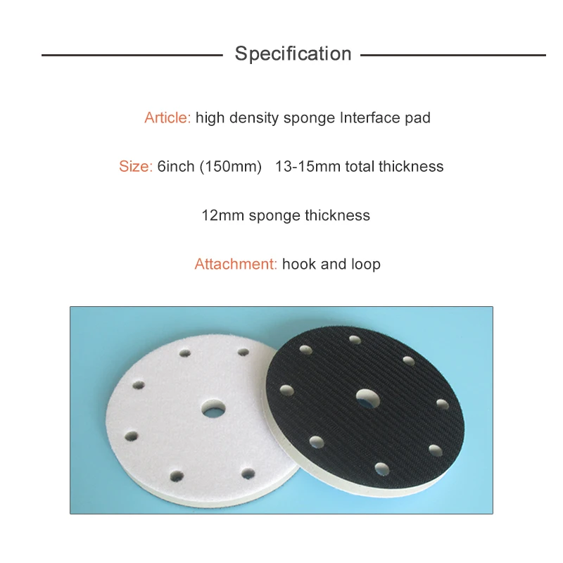 

5 Pcs 6Inch 150mm 9 Holes High Density Interface Pad Damping & Protection Sanding Pad Hook and Loop Cushion Pad Uneven Surface