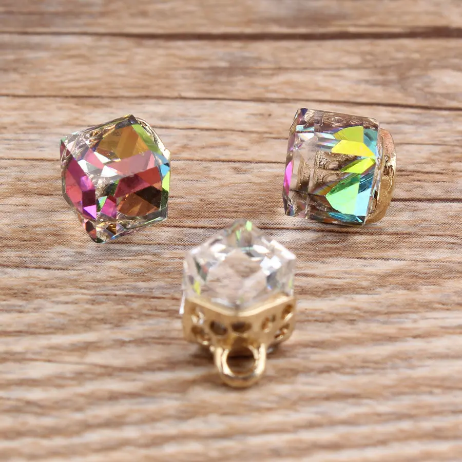 Квадратные подвески для украшения Стразы из сплава розового золота 20 шт. |