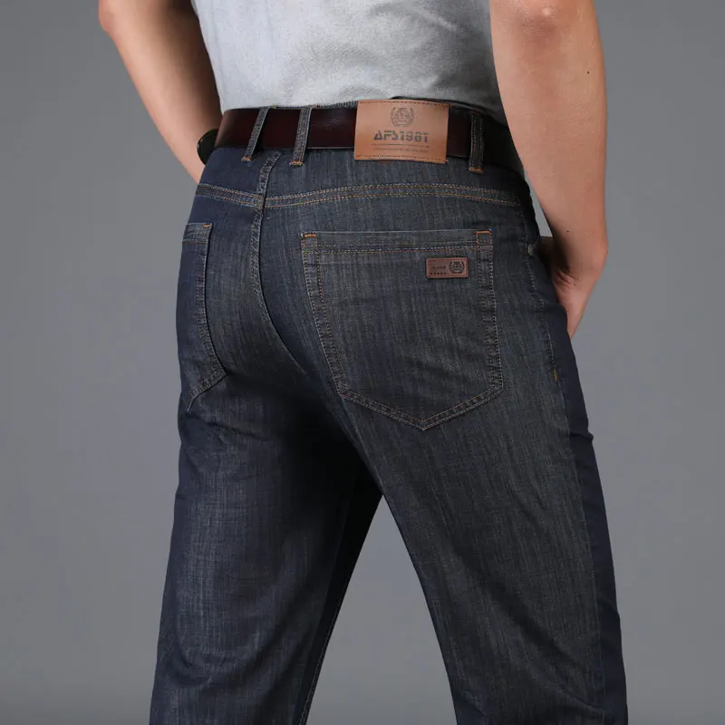 Тонкие джинсы мужские летние тонкие шелковые брюки среднего возраста с высокой