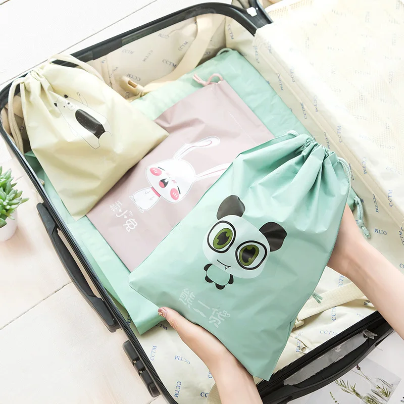 Cute Cartoon Travel Storage Bag Drawstring Backpack Shoulders Kids Toy Makeup Candy Shoes | Дом и сад