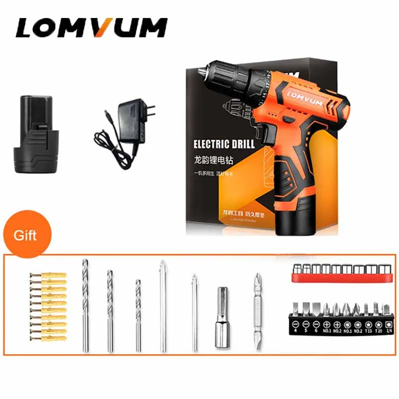 Lomvum Новый мини Мощность инструменты 12/16/24V двойной Скорость Электрический