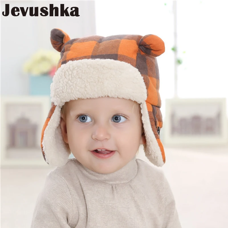 Winter Baby Hat Bomber Cap Newborn Boy Hats Warm Fleece Kid for Boys and Girls Earmuff Accessories HT025 | Детская одежда и обувь