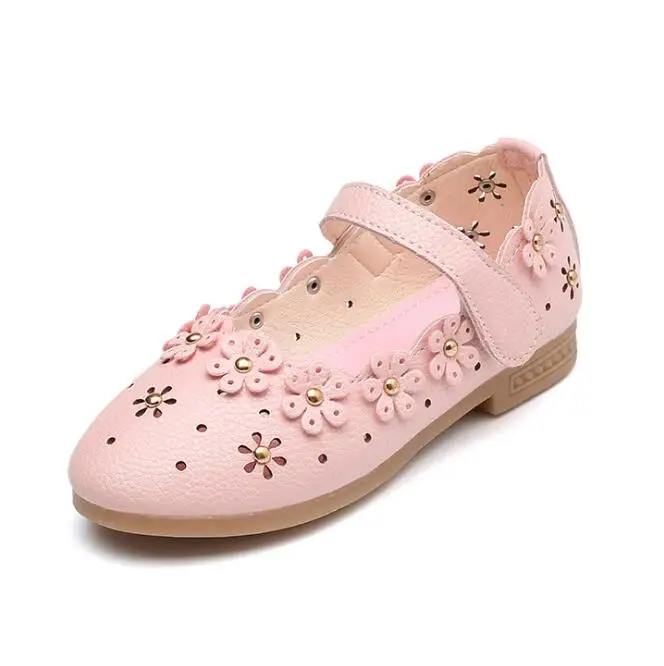 Size 21-36 Toddler Children Shes Spring Summer Girls Princess Hollow Flowers Shoes Flat Dress #7LU0136 | Детская одежда и обувь