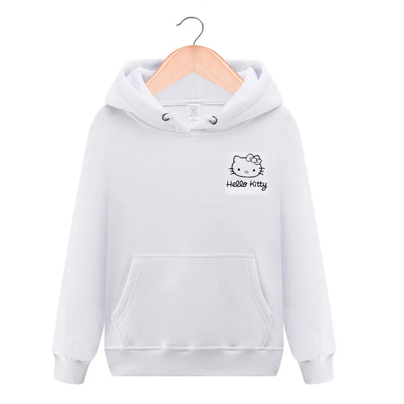 Новые женские толстовки с капюшоном hello kitty на осень и зиму, милый мультяшный нейтральный свитер с капюшоном, удобная одежда