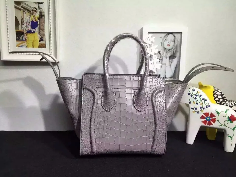 Летучая мышь крокодиловая кожа tote известный бренд уши сумки-мессенджеры женские сумки из натуральной кожи смайлик