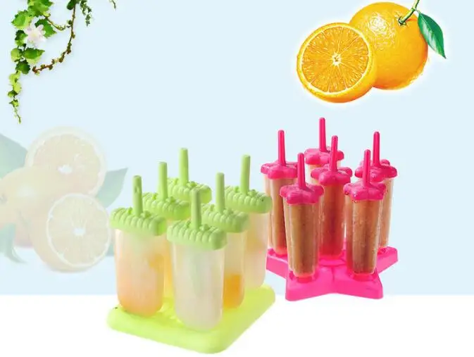 

1PC 6 Cells Popsicles Mold Plastic Frozen Ice Cream Pop Mold Popsicle Maker Lolly Mould Tray Pan Maker Tool OK 0088