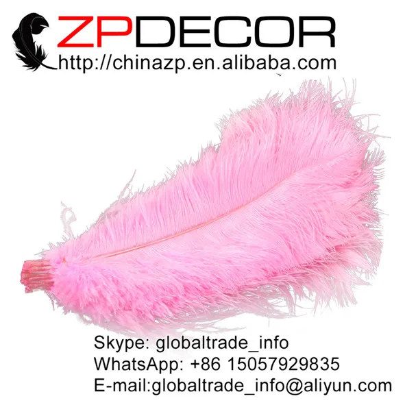 Фото Zpdecoration 100 шт./лот 40-45 см (16-18 дюймов) Светло-Розовый Окрашенные продажи перьев вольселя Свадебные украшения Страусиные Шлейфы №4