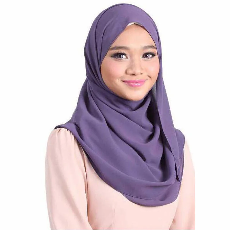 H1183 новейший простой шифоновый мусульманский квадратный шарф большого размера с