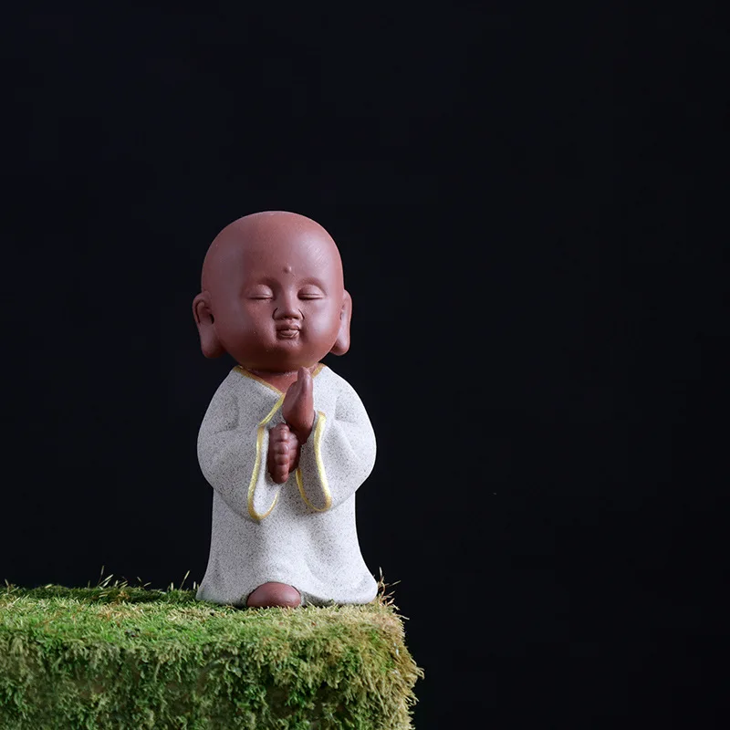 Zen фиолетовый песок статуи Будды керамический монах керамика чай домашнее