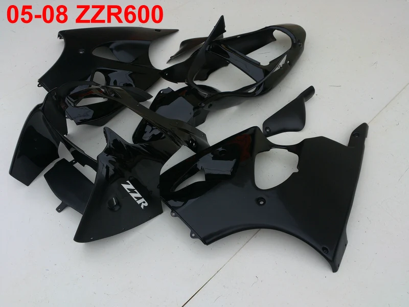 Литьевая форма 100% подходит для Kawasaki Ninja ZZR600 05 08 глянцевые черные Обтекатели 2005 2008