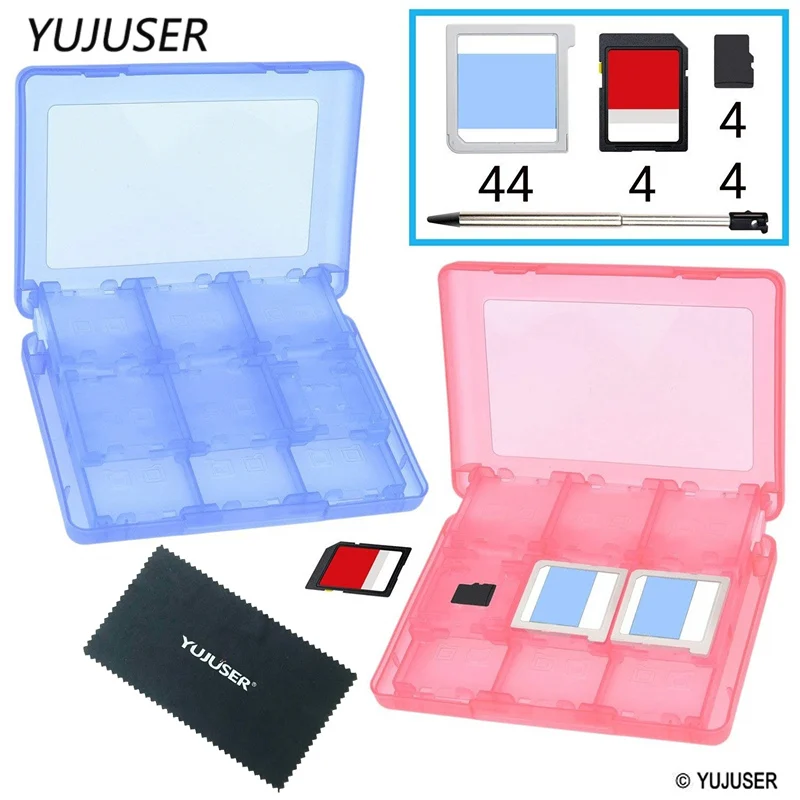YUJUSER синий + красный пластиковый футляр для игровых карт NAND 3DS/3DS LL/3DS XL подходит 44